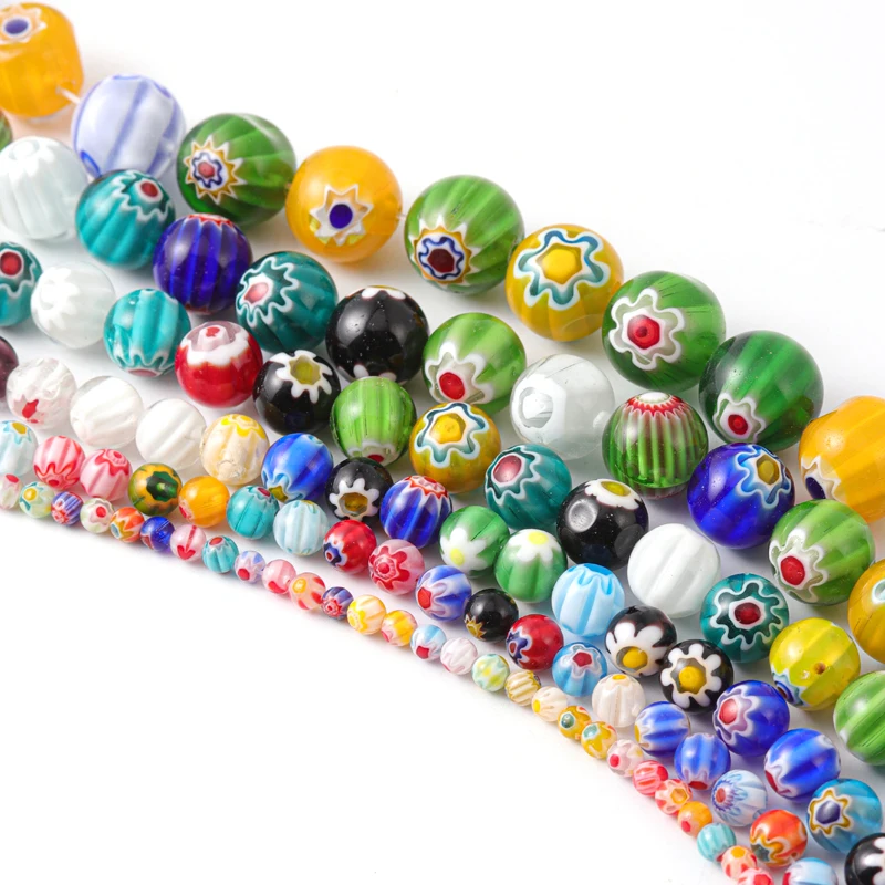 4 6 8 10 12mm Multicolor Murano Lampwork Beads For Jewelry Making Loose Spacer Beads Murano Glass Beads DIY Bracelet Wholesale