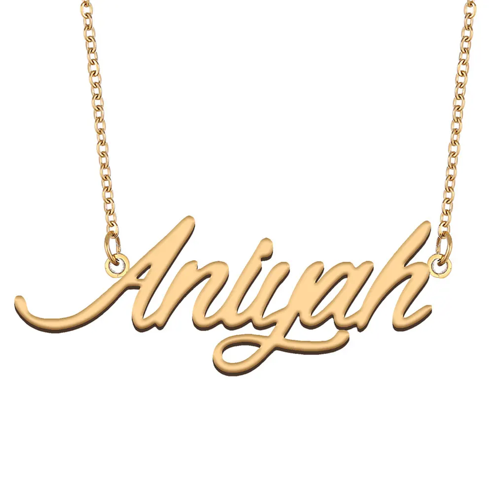 

Aniyah Name Necklace for Women Stainless Steel Jewelry Dainty Personalized Nameplate Pendant Femme Mother Friends Party Gift