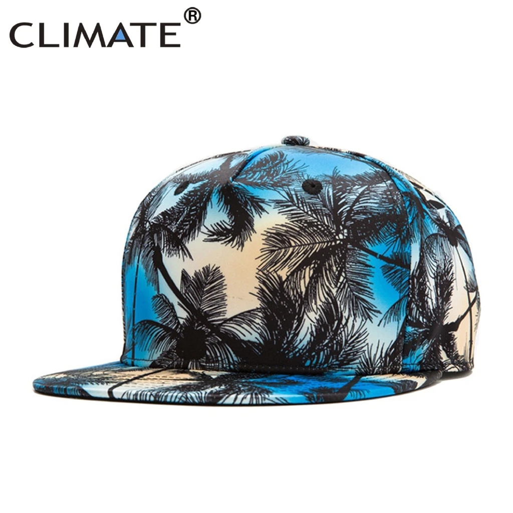 

CLIMATE Beach Snapback Cap New Coconut Seaside Vacation Cap Rapper Hat 3D Printing Hip Hop Caps Street Dancer Dance Cap Hat Men