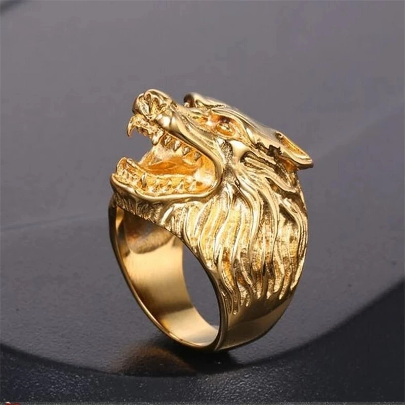 Fashion Men Rings Wolf Rings Punk Unisex Alloy Animal Jewelry Men Women Rings Birthday Gift Accessories