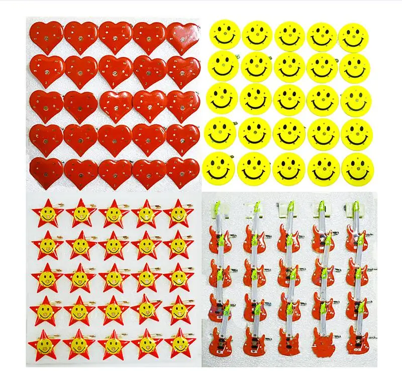 100pcs/lot red Heart shape Flashing LED Light Up Badge/Brooch Pins Valentine's day gift