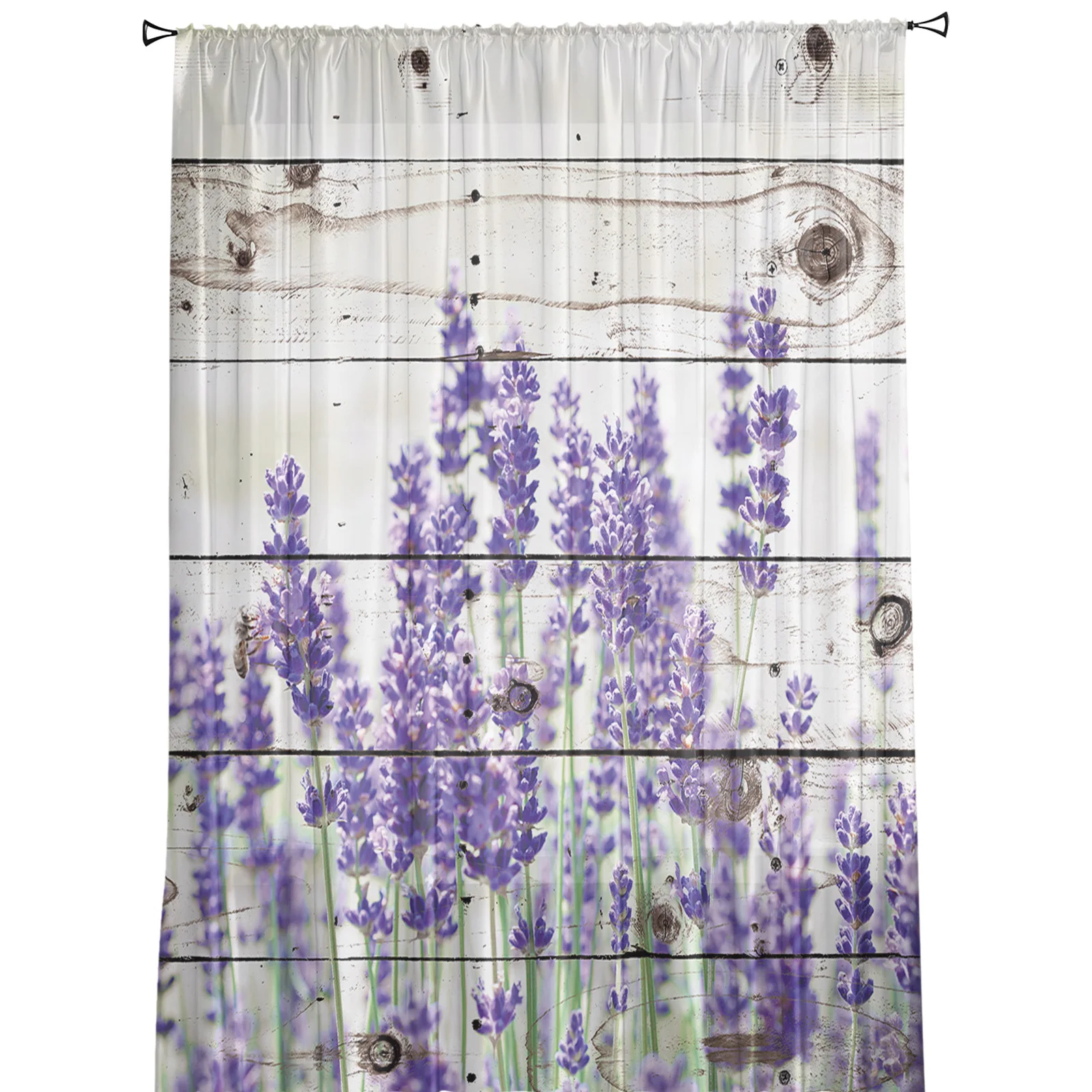 Purple Flower Lavender Tulle Window Curtain for Living Room Modern Sheer Curtain for Bedroom Kitchen Drapes Custom