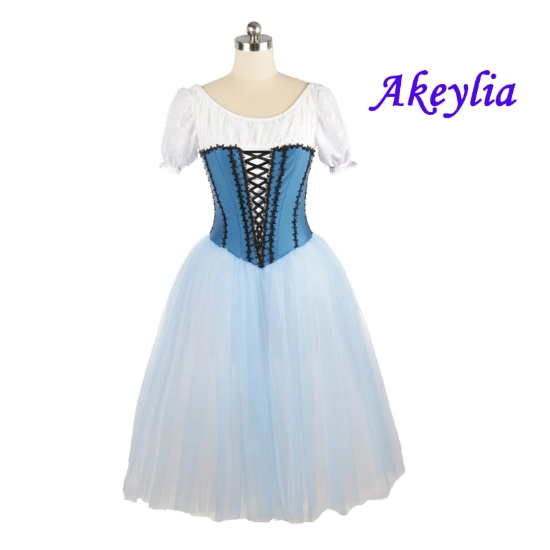 

Blue Romantic Ballet tutu Dress for adult Professional competition Giselle Ballerina Women costume Ballet Long skirt JNBL162