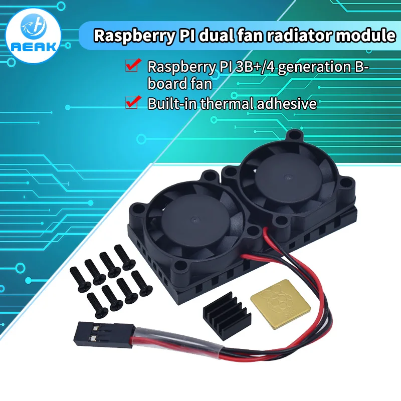 Raspberry Pi 4 Model B,3B+ Dual Fan with Pi 4B Heatsink Kit, Cooling Fan Kit with Tape for Raspberry Pi 4B / 3 B+