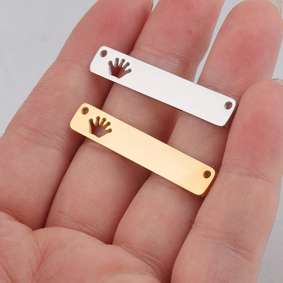 الفولاذ المقاوم للصدأ فارغة الجوف ولي بار لوحات ل نقش 2 حفرة لوحات معدنية سحر موصل ل سوار مرآة مصقول 20 قطعة #5