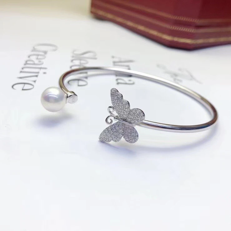 

Butterfly 925 Sterling Silver Bracelet Mountings ADJUSTABLE Bangle Findings Jewelry Parts Fittings Accessories for Pearls Beads