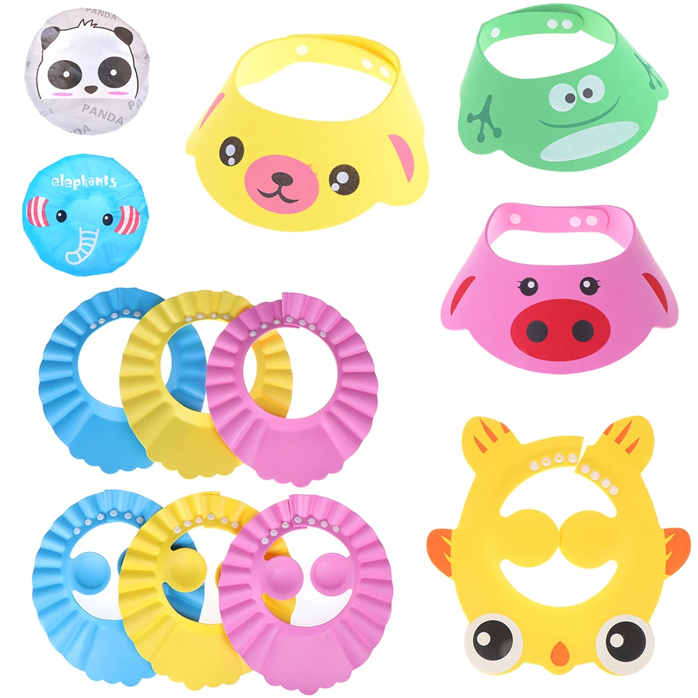 

1pc Shampoo Cap Baby Bath Visor Hat Adjustable Baby Shower Protect Eye Water-proof Hair Wash Shield For Infant