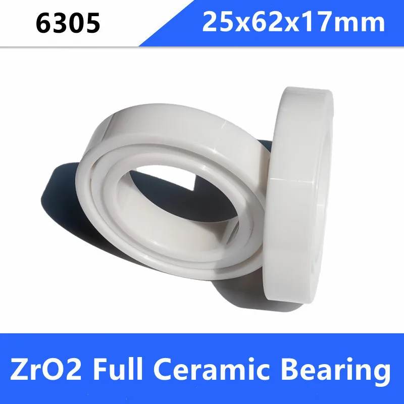 2/6pcs 6305 full Ceramic ball bearing 25x62x17 mm Zirconia ZrO2 ceramic bearings 25*62*17mm