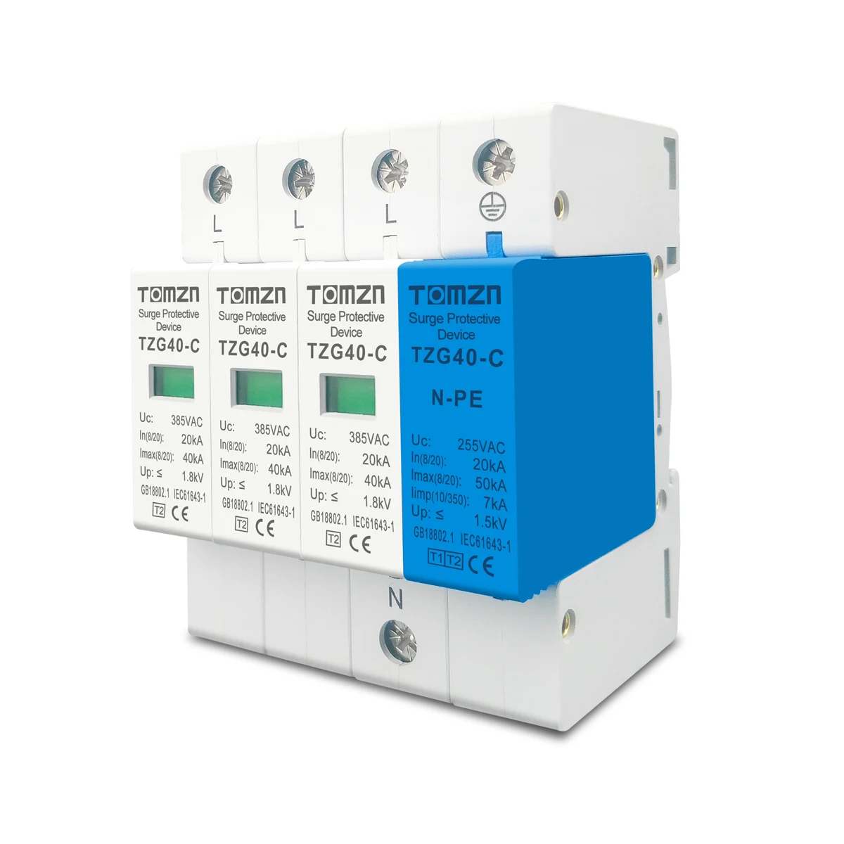 AC SPD 3P+NPE 50KA T1 T2 385V 255V  House Surge Protector Protective Low-voltage  Arrester Device