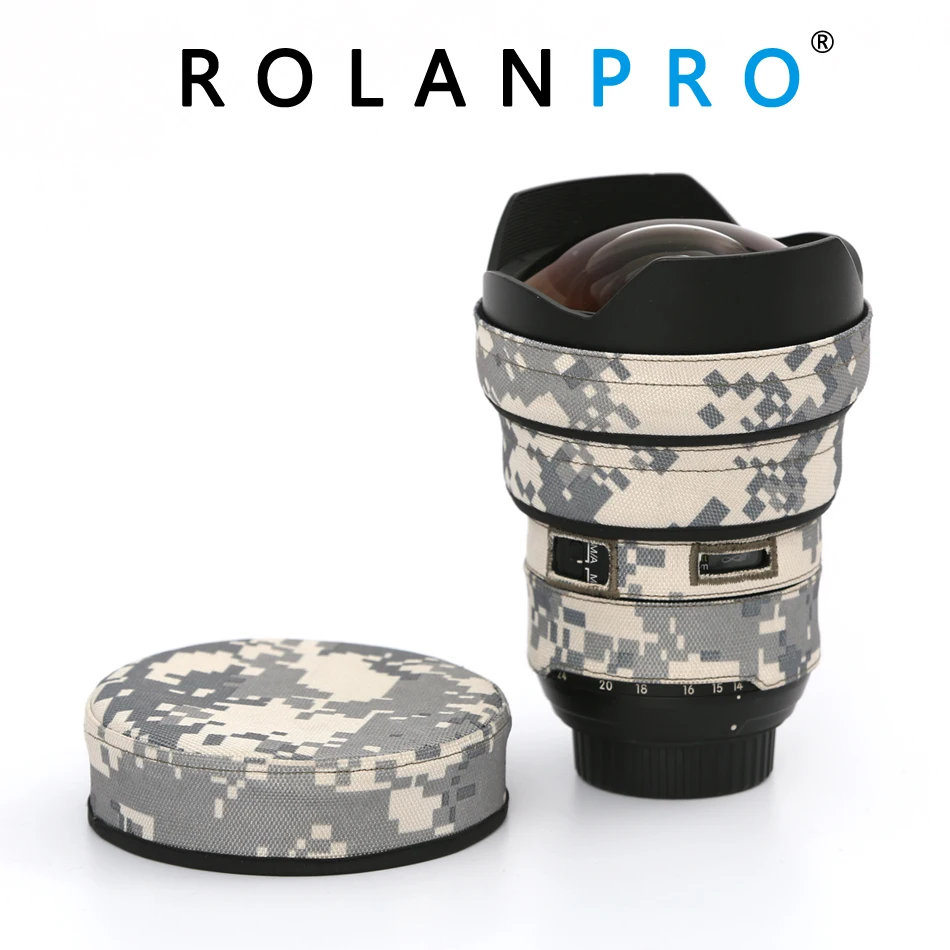 ROLANPRO Lens Coat for Nikon AFS 14-24mm F/2.8G ED Camouflage Rain Cover Lens Sleeve Guns Clothing Photography Case