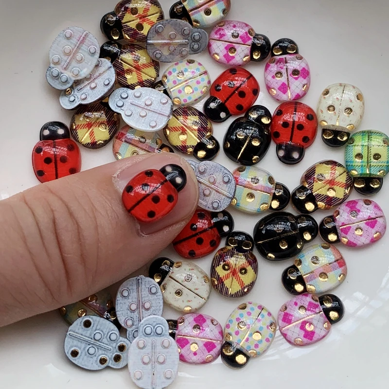 50pcs Lovely Beetle Flat Back Decorative Acrylic Scrapbook Home Floral Decorative DIY scrapbooking embellishments