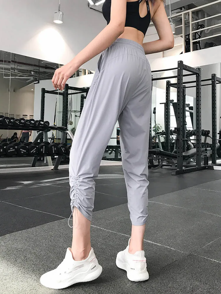 

Women's Loose Sweatpants Waist Drawstring Quick-drying Running Pants Breathable Yoga Fitness Pant Cropped Trousers