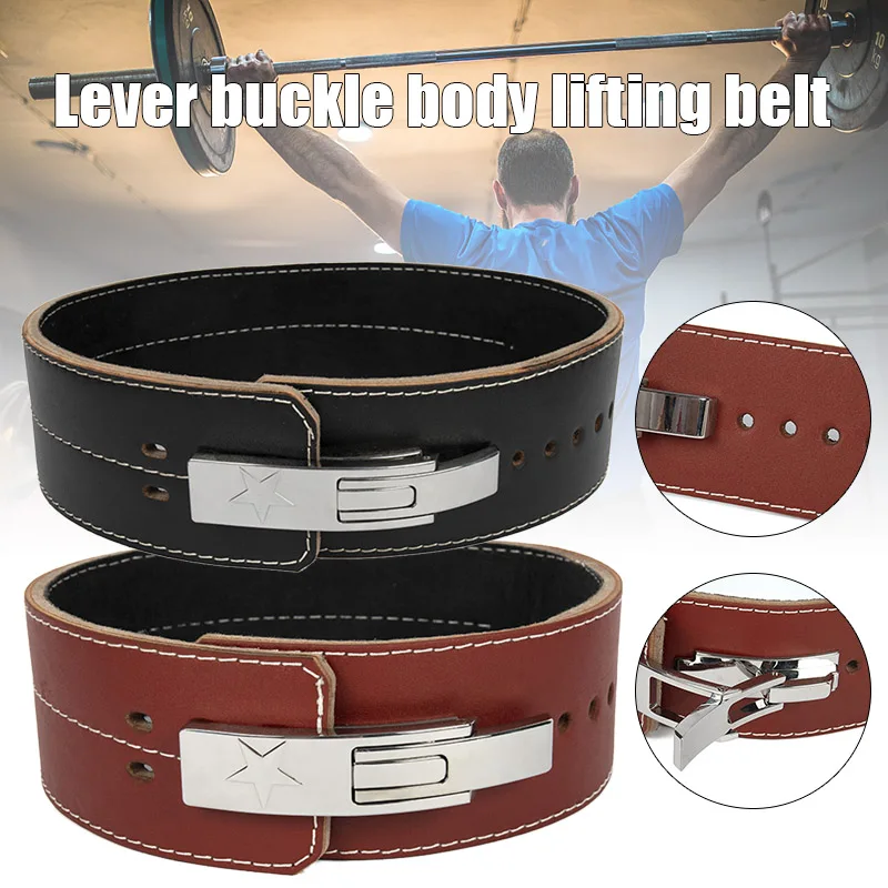 NEW Fitness Belt Leather Waist Belt Squat Weightlifting Exercise Training Power Lifting Belt Lever Buckle