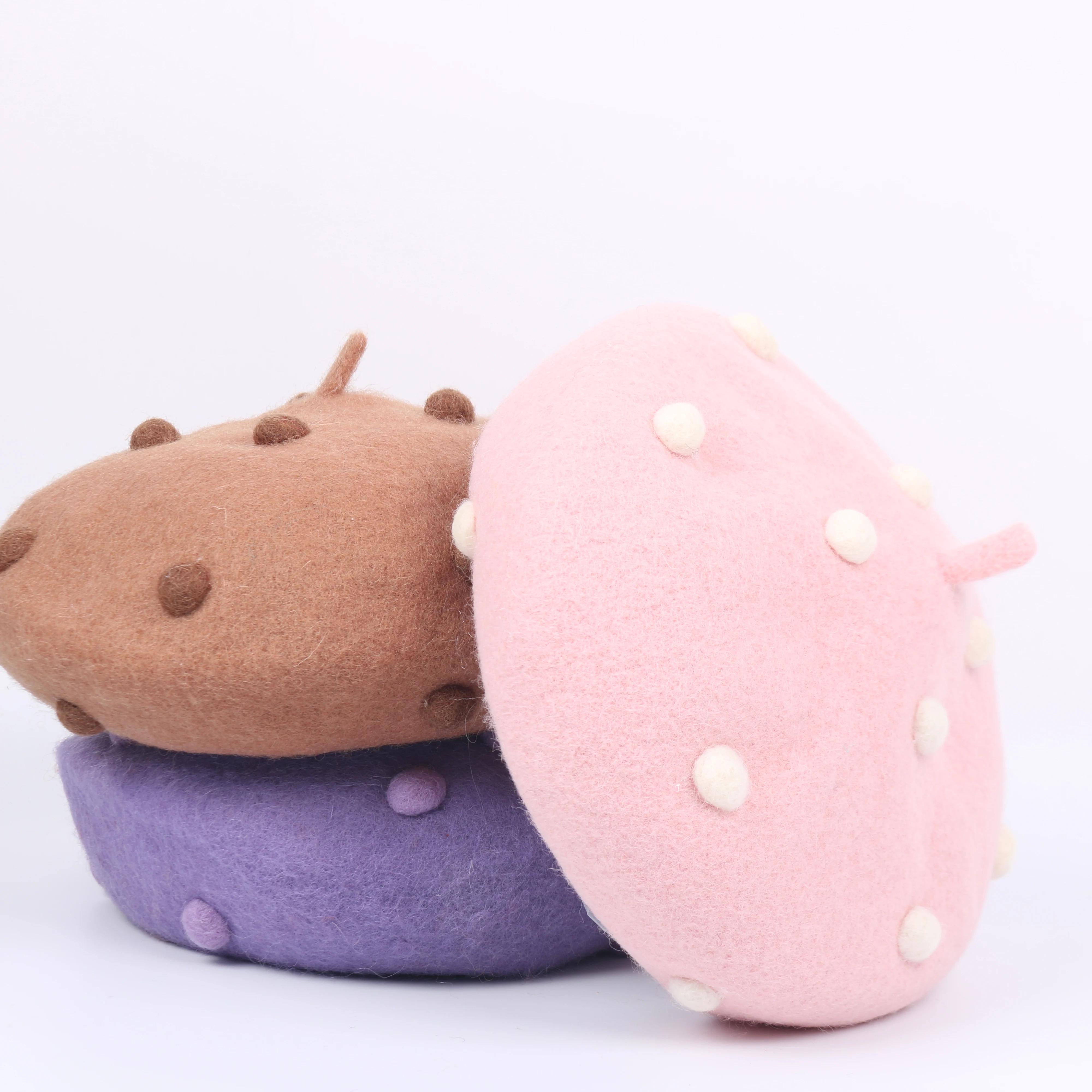 2021 Parent-child Japanese Girl Kawaii Polka Dot Beret Winter Wool Warm Painter Hat Handmade Woolen Hat Zachte Baret