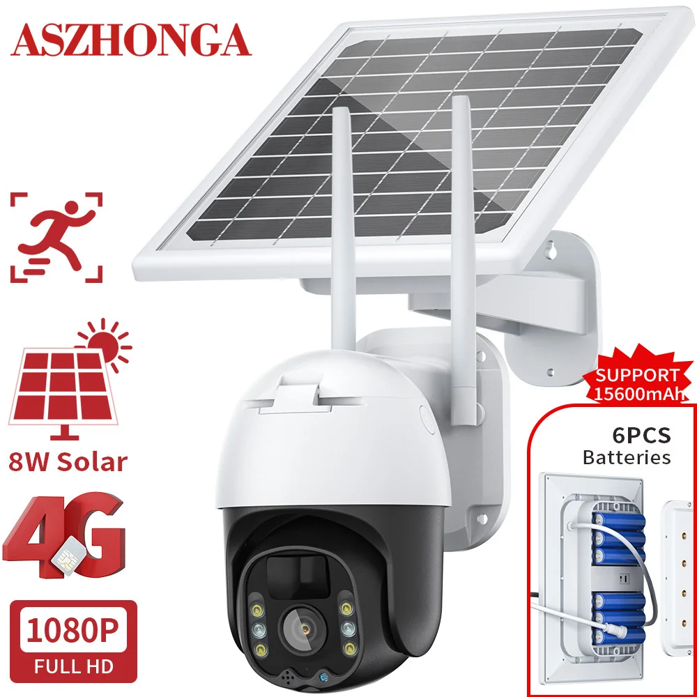 

4G SIM Card Solar Panel Security IP Camera PTZ Dome Battery Surveillance Cam PIR AI Human Detection Color Night Vision CamHipro