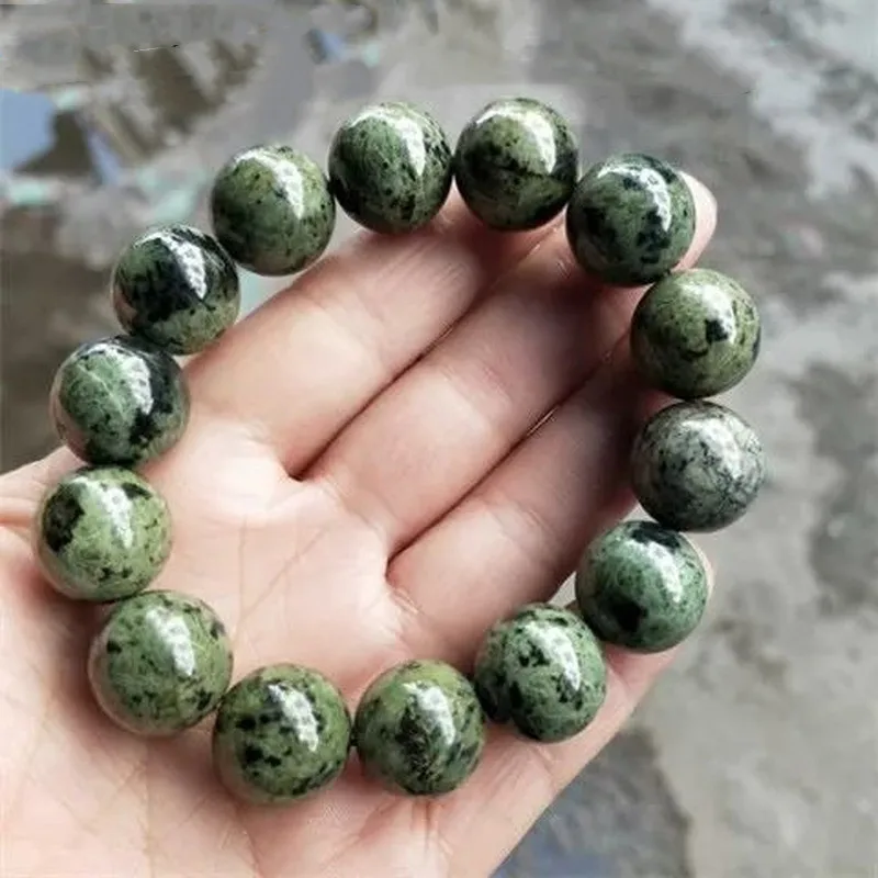 

Natural Tibetan Jade Medicine King Stone Round Bead Bracelet Men'sand Women's Strong Magnetic Health Jewelry