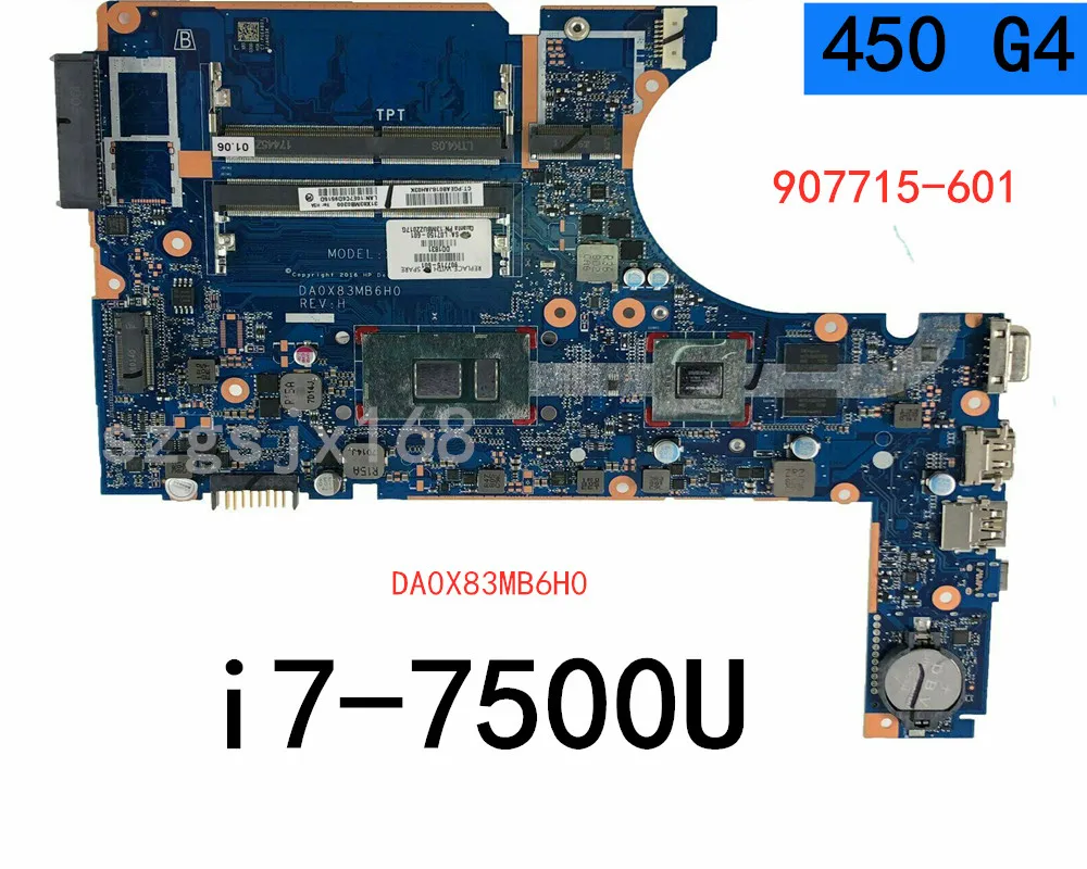 FOR  HP  probook 450 G4 Laptop Motherboard DA0X83MB6H0 w / i7-7500U 907715-601 100% test ok