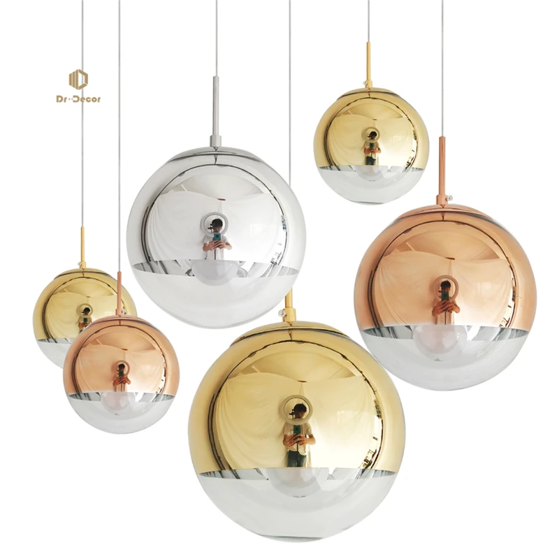 

Скандинавский серебряный стеклянный шар, подвесной светильник, светодиодные подвесные светильники, светильники для гостиной, кухни, ресторана, домашний декор, светильники