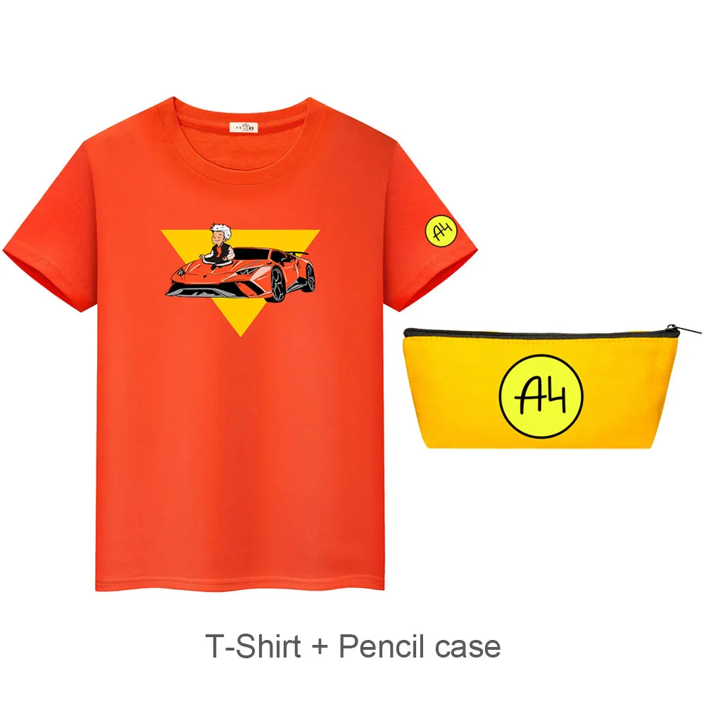 100% Cotton Children's T-Shirt Merch A4 Lamba Print Boy Girl Short Sleeve T Shirts Tops Tee + Coin Pocket Pencil Case