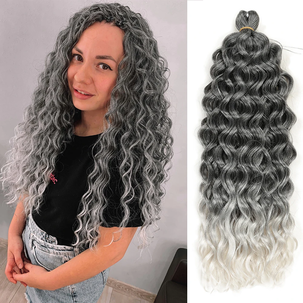 Ocean Wave Synthetic Crochet Braids 18Inch 24Inch Soft Afro Curls Braiding Hair Extension Ombre Hawaii Curl For Women HeyMidea