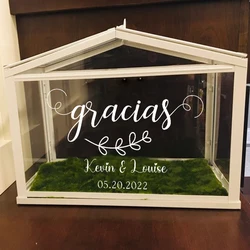 Vinyl Sticker For Wedding Cards Box Customize Texts Decals Wedding Guest Box Stickers Spanish Thank you Wedding Custom Mural Art