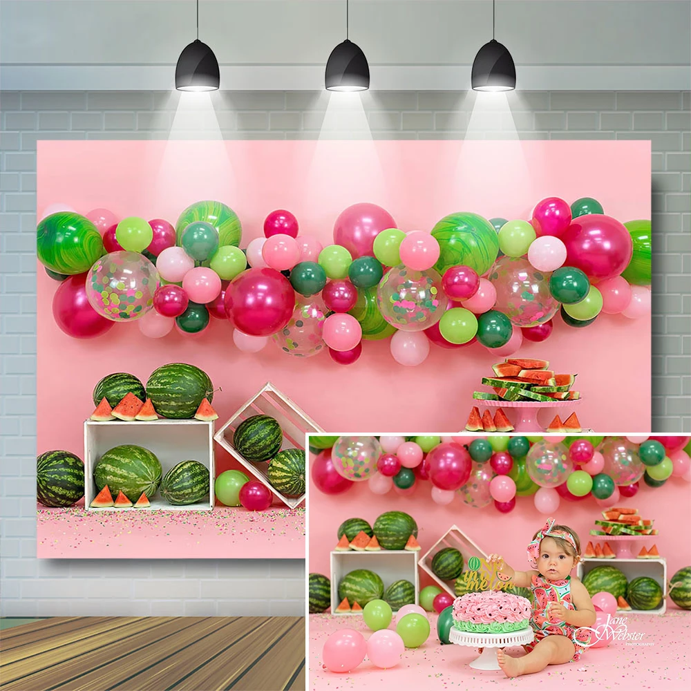 

Watermelon Pink Kids Cake Smash Backdrop 1st Birthday Newborn Portrait Spring Background Fruits Vinyl Decoration Photo Studio