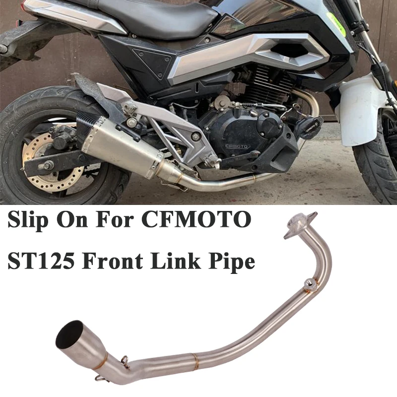 Full System Motorcycle Exhaust Escape For CFmoto ST125 Modified Slip On Stainless Steel Front Connect Link Pipe Without Muffler