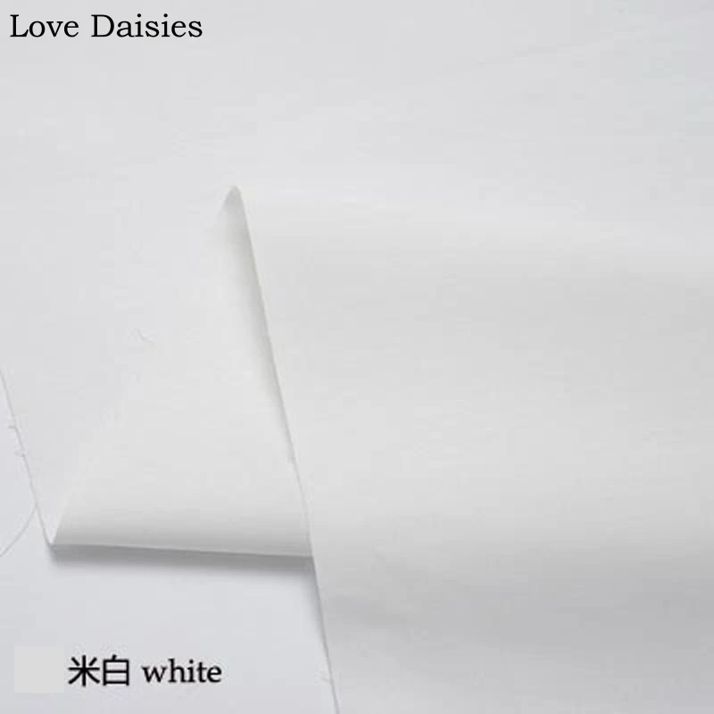 WHITE BLACK Solid Color 40S Poplin 100% Cotton Plain Thin Fabric for DIY Summer Dress Shirt Blouse Quilting Patchwork Textile