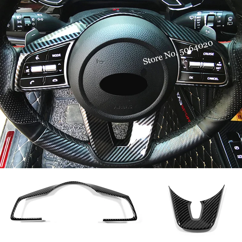 

For KIA Ceed Forte K3 Sonet Seltos XCeed ProCeed ABS Carbon fiber Car steering wheel button Sticker Decoration Cover Trim 2PCS