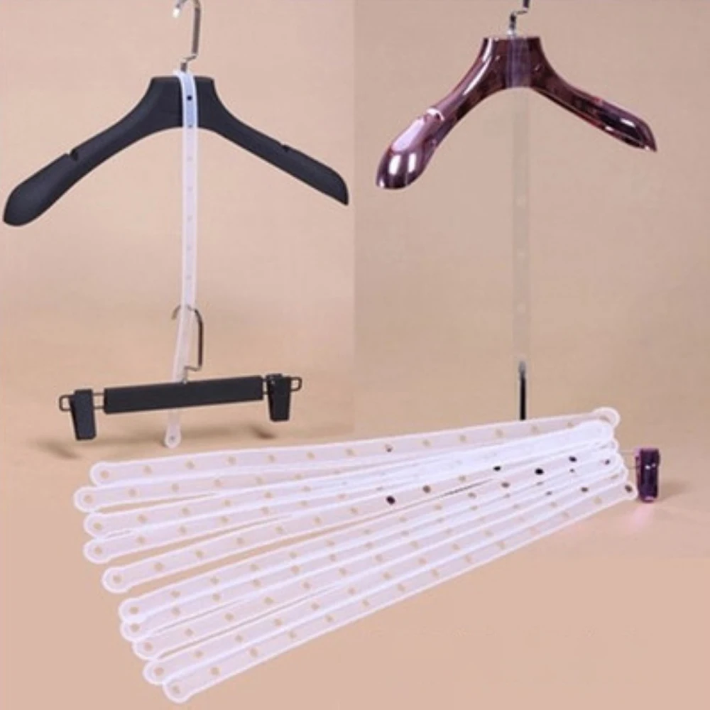 1PC Clear Hanger Connection Strip Set With Hanger Hole Pants Rack Holder Clothes Hang Strip Pants Clip Clothing Store Wholesale