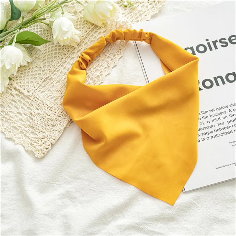 Ruoshui Woman Girls Solid Summer Head Scarf Chiffon Triangle Bandanas Women Elastic Hairband Hair Accessories Headwear Ornaments