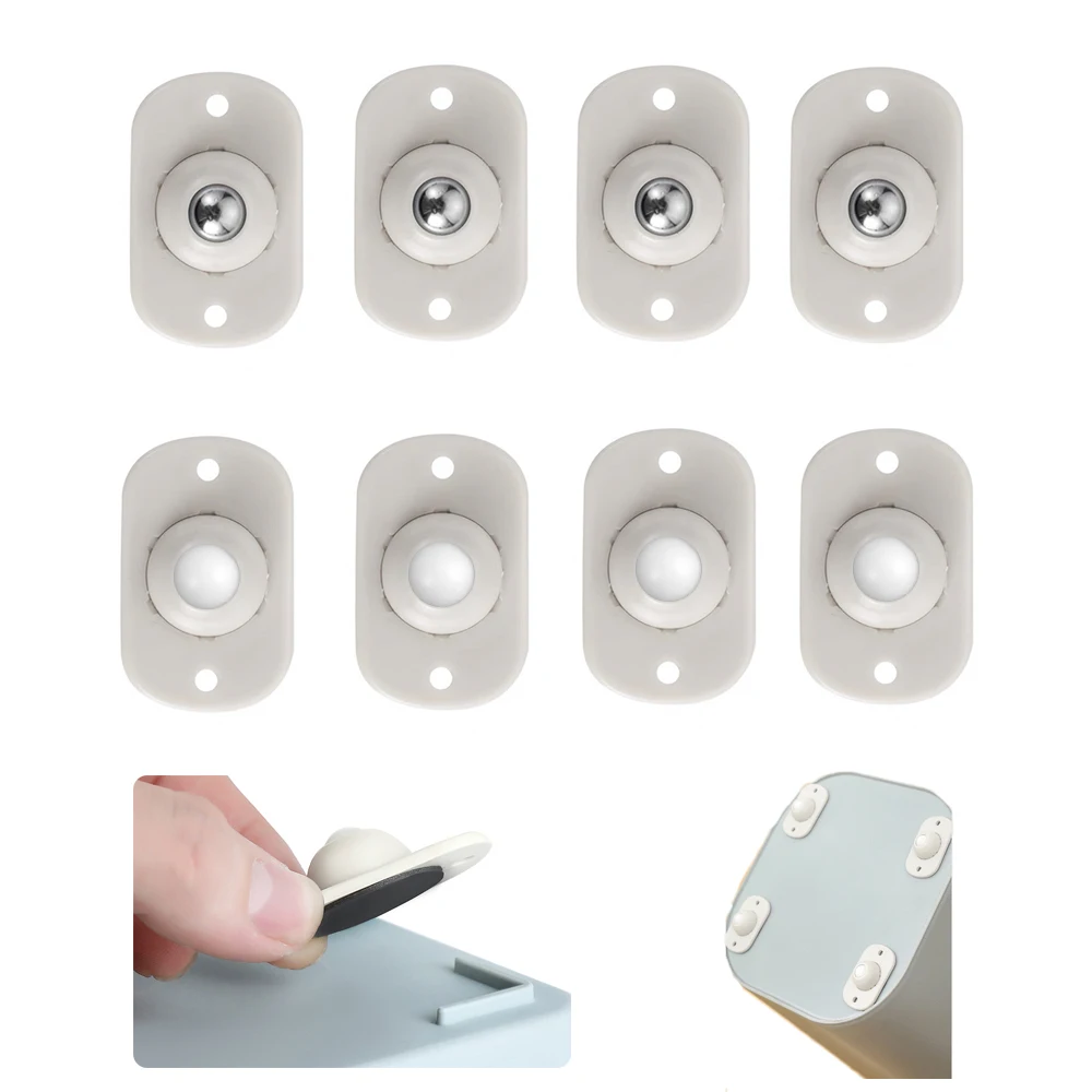 16Pcs Adhesive Box Caster Pulley 360 Rollers For Cabinet Storage Trash Can Small Furniture Skateboard  Stainless Hardware Wheels