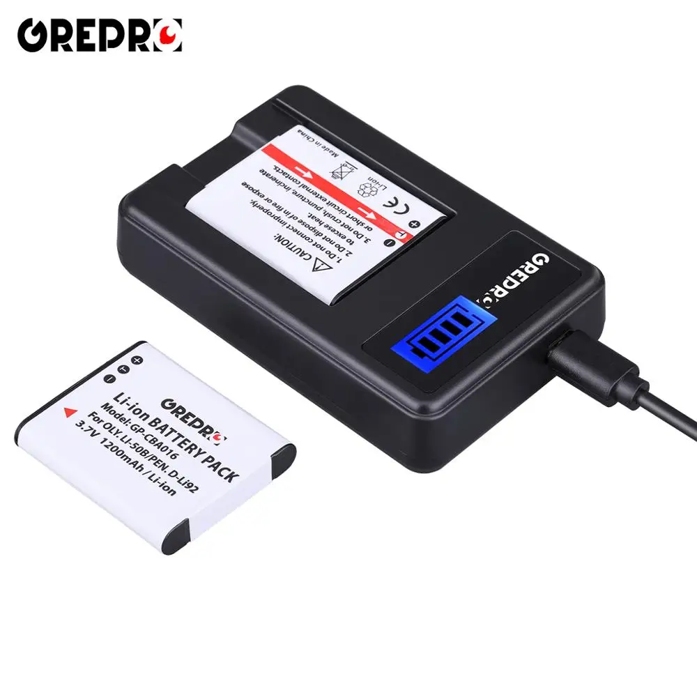 2X 1200mAh Li-50B D-Li92 Li50B Li 50B Battery + LCD USB Charger for Olympus MJU Stylus 1010 1020 1030SW 9000 SH21SH25 SP720UZ