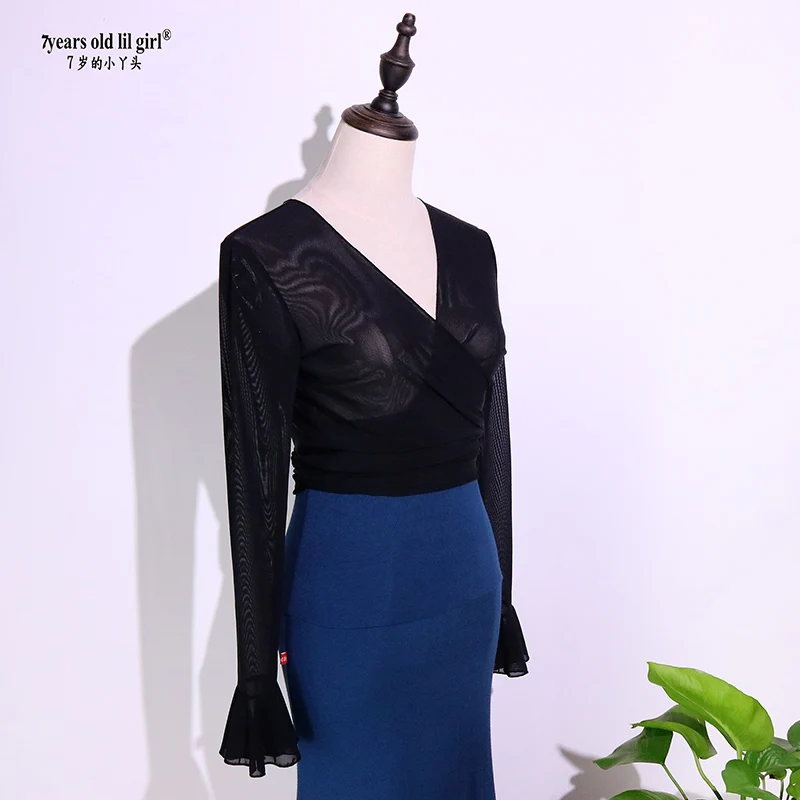 

Mesh Flamenco Square Latin Blouse For Women/Girl Pratice Spanish Dance Top WD01