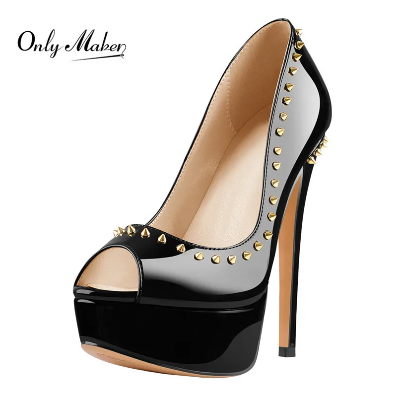 Onlymaker Women Sexy High Heels Peep Toe Slip On Platform Pumps Stiletto Dress Party Wedding Shoes