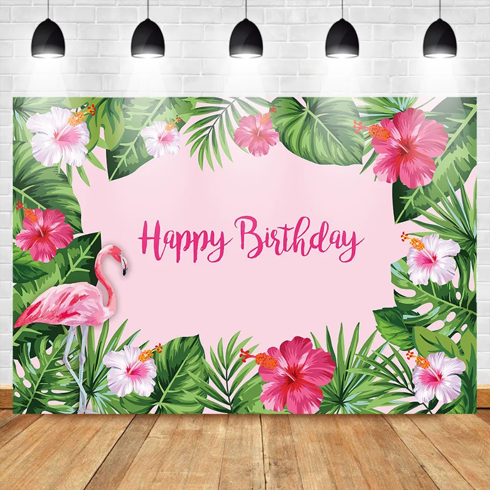 

Mehofoto Flamingo Backdrop Birthday Party Background Pink Folral Photo Backdrop Spring Banner Photography backdrop