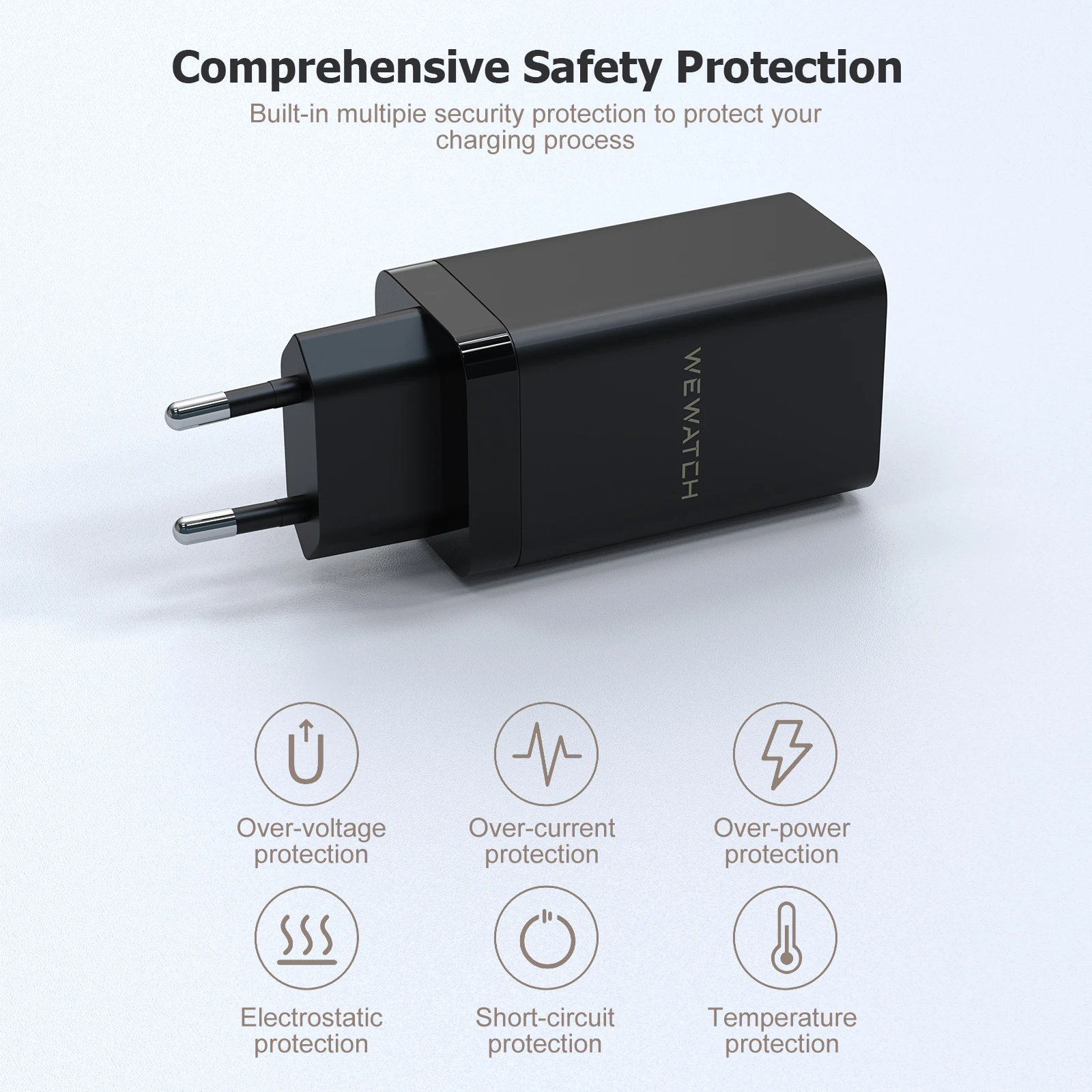 WEWATCH 65W GaN รวดเร็วชาร์จ2C1A พอร์ตประเภท C PD USB ชาร์จไฟแบบพกพา Travel Fast Charger สำหรับแล็ปท็อป Iphone