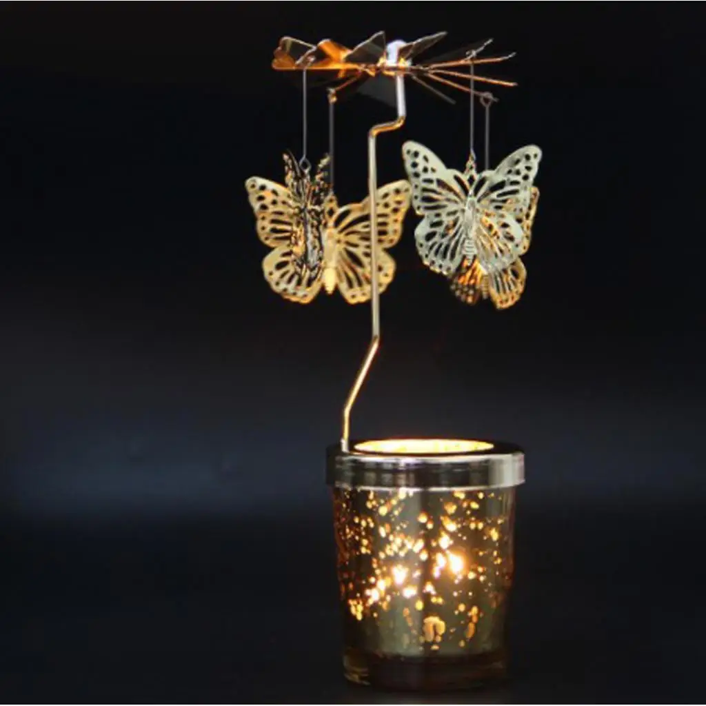 Auto Spining Tea Light Candle Holder Windmill Candlestick for Wedding Christmas Party Festival Decoration Home Bar Ornament
