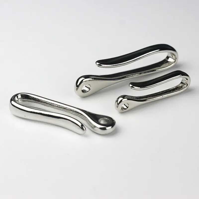 1 x Brass Belt U Hook Fob Clip Keychain Retro Vintage Chrome plated Key Ring Wallet Fish Hook 3 sizes available