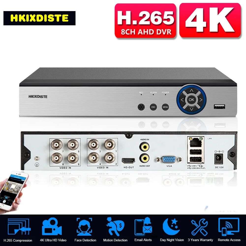 

8CH 4K CCTV Hybrid DVR NVR Security System 8MP Face Recognition 8 Channel CCTV AHD DVR Recorder XMEYE Surveillance Recorder 4CH