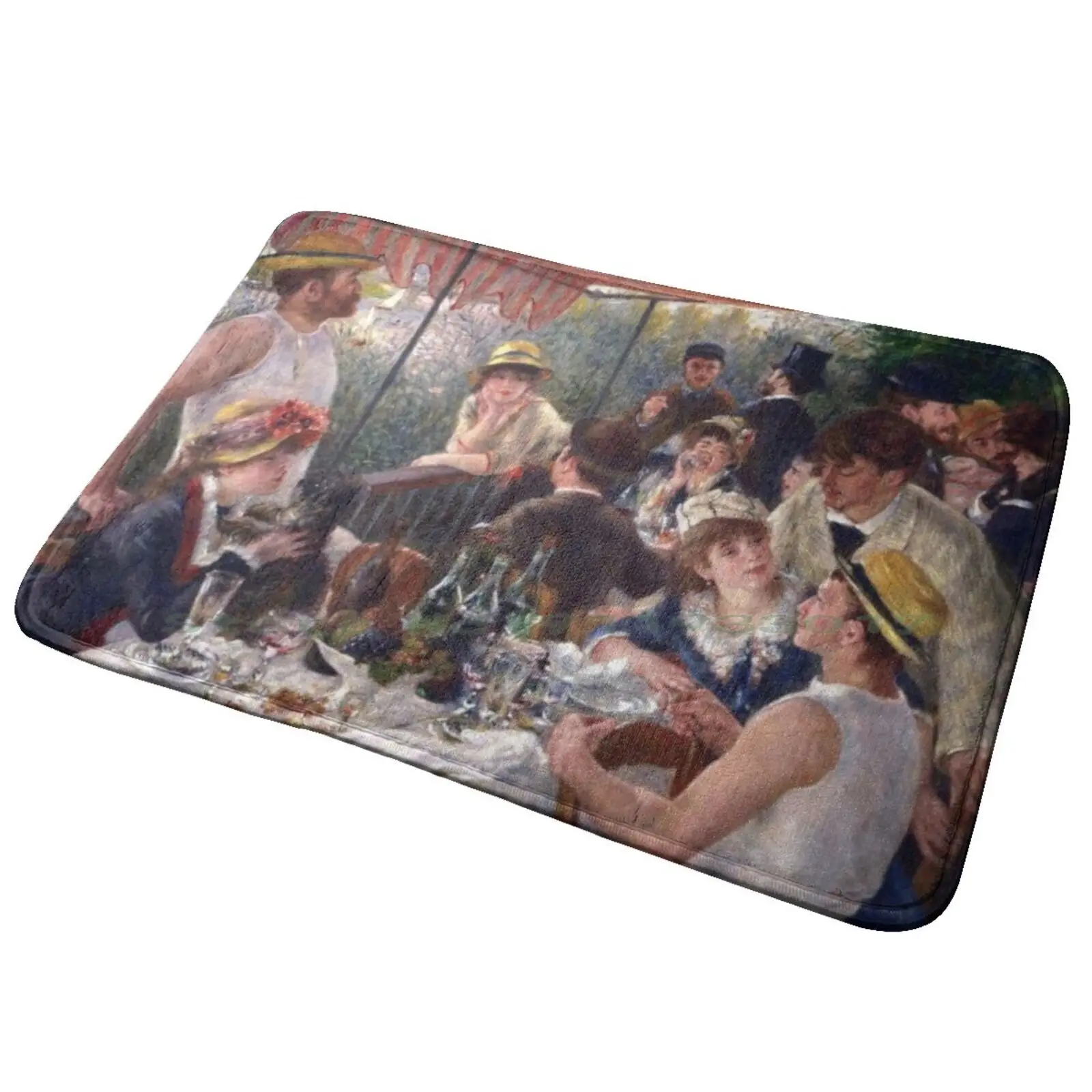 Luncheon Of The Boating Party Pierre-Auguste Renoir Entrance Door Mat Bath Mat Rug William Morris Fruit Or Pomegranate William