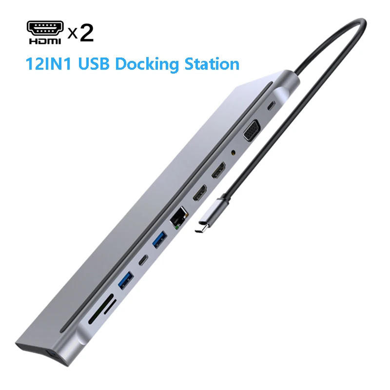 Imagem -02 - Usb c Doca Dupla Hdmi-compatível com Vga Usb Hub Adaptador tipo c Portátil Docking Station para hp Elitebook Dell Xps Latitude Lenovo Thinkpad Yoga Asus