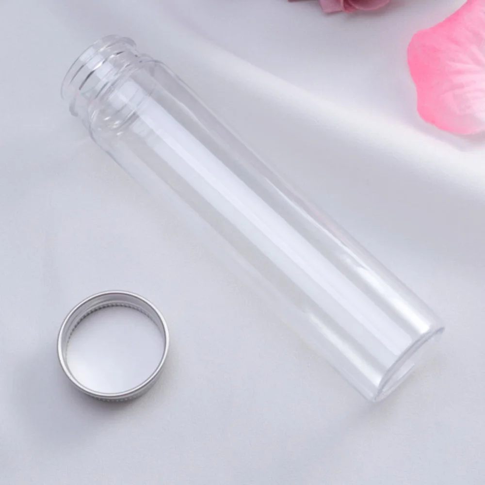 2pcs Flat-bottomed Plastic Clear Test Tubes with Screw Caps Candy Cosmetic Travel Lotion Containers 110ml