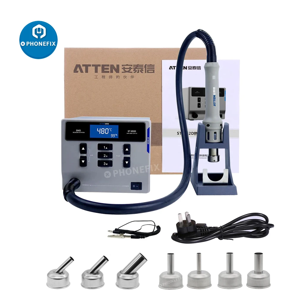 ATTEN ST-862D Soldering Station lead-free Hot Air Gun Intelligent Digital Display BGA Rework Station for Mobile Phone PCB Repair