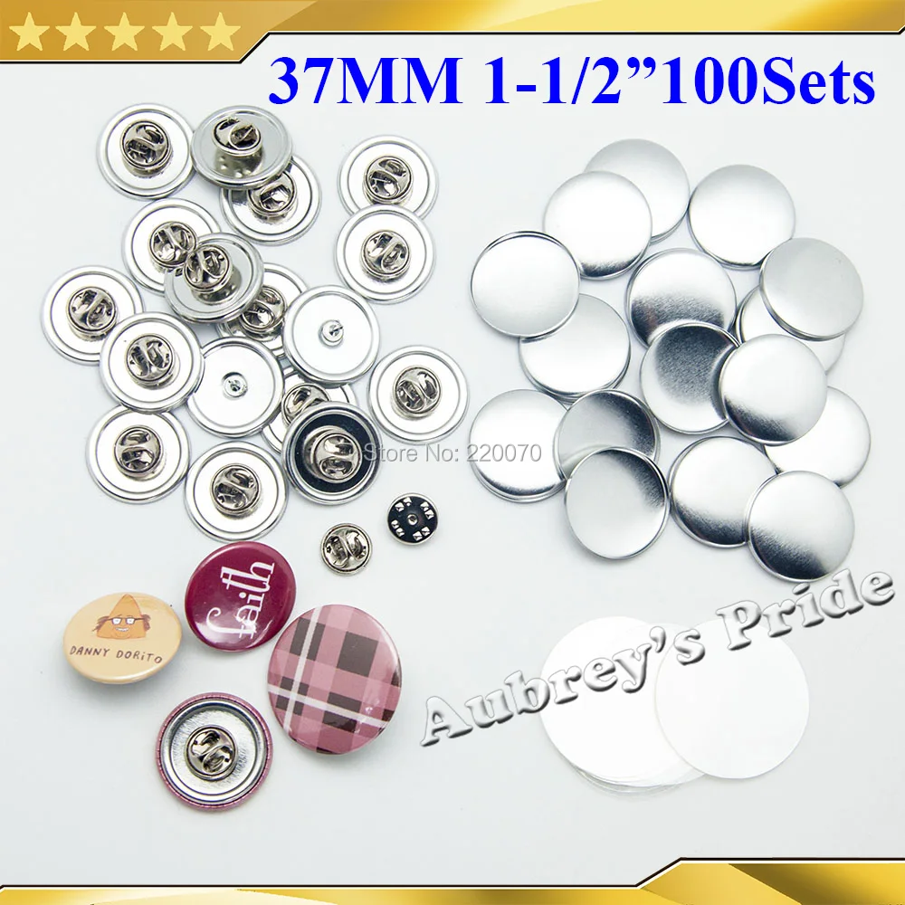 100 Sets 25 32 37mm NEW Professional Butterfly Clutch-Back Metal All Steel Badge Button Maker Button Supply Materials