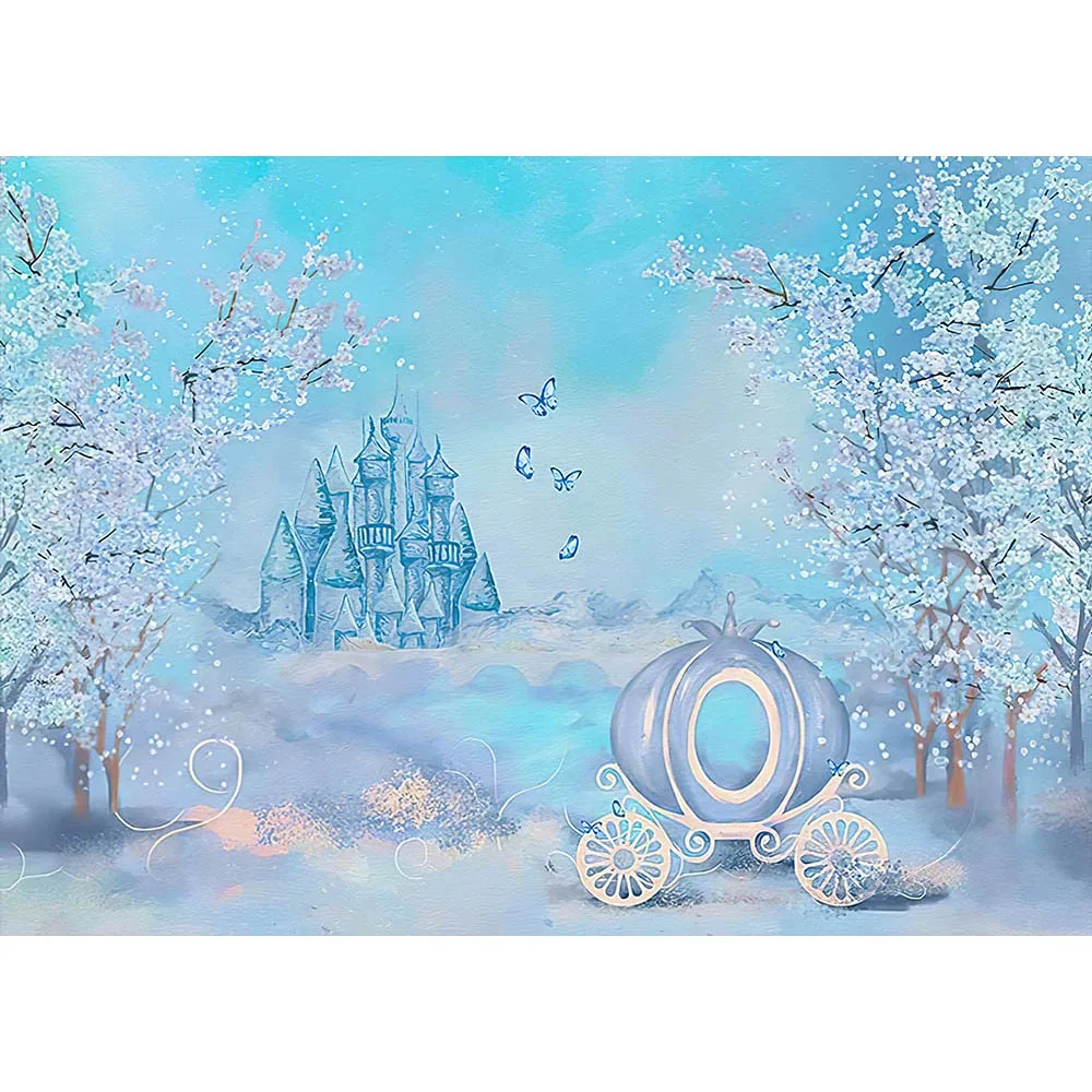 Dreamy Carriage Backdrop Fairy Tale Castle Birthday Photo Background Props Newborn Children Cake Smash Baby Shower Party Decor