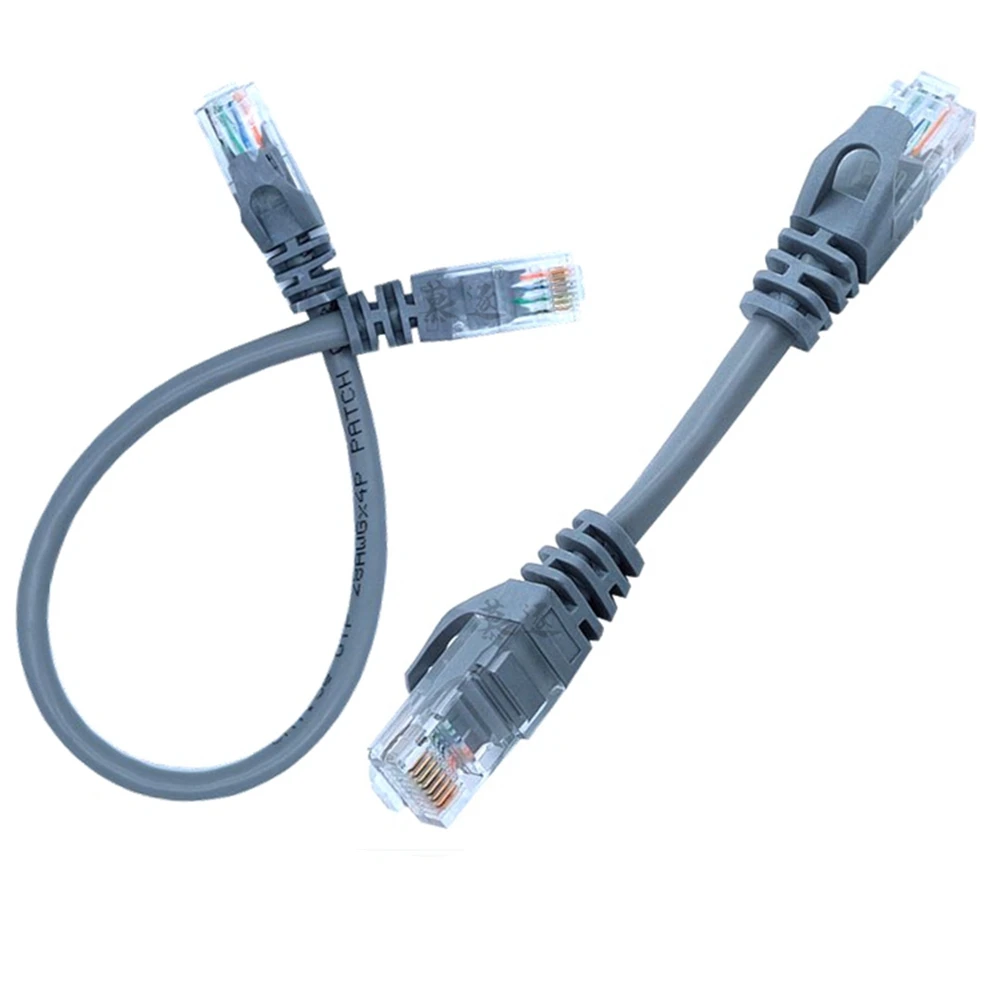 Szary 10CM CAT5 CAT5e CAT6e UTP kabel sieciowy Ethernet z męskiego na męskie RJ45 Patch LAN krótki kabel 10CM