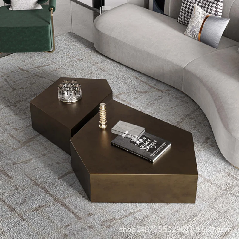 

GY Italian Light Luxury Coffee Table Modern Simple Stainless Steel Geometric Special-Shaped Creative Coffee Table Combination