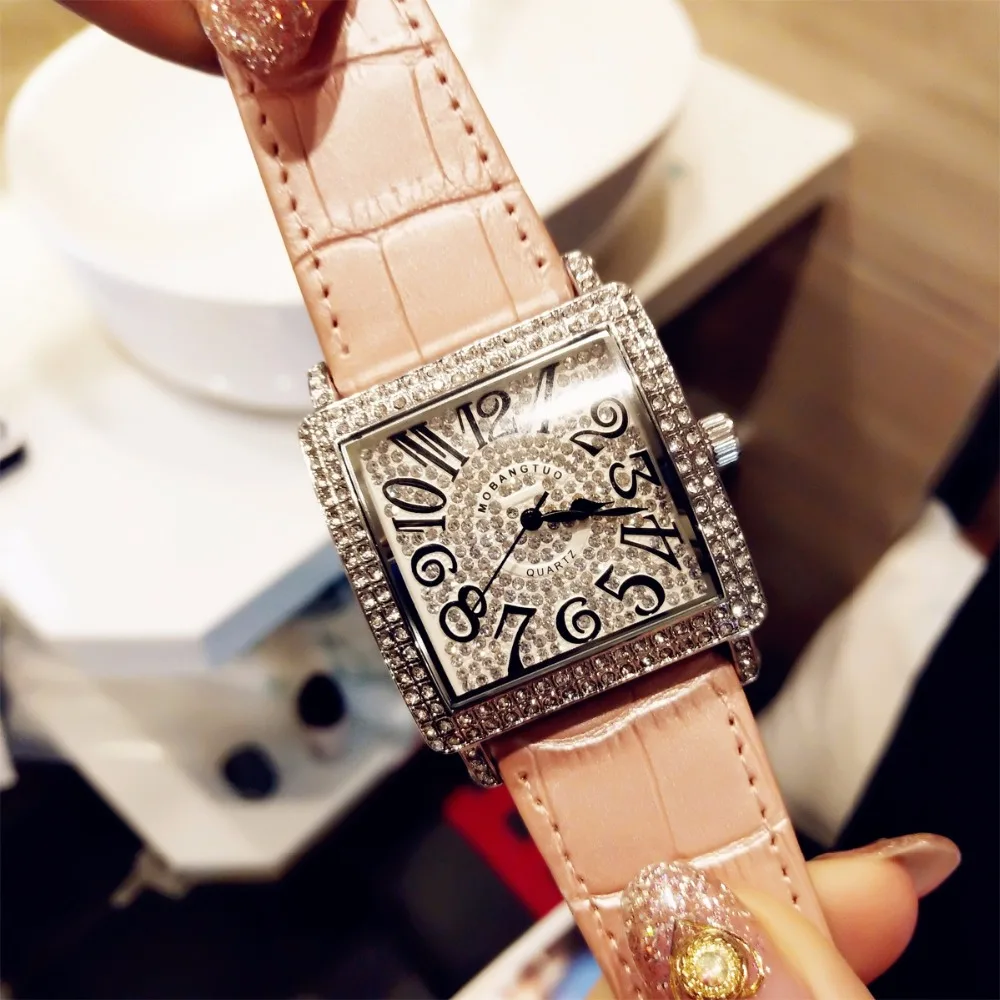 Women Watch Exquisite Luxury Diamond Quartz Ladies Fashion Leather Bracelet Wrist Watches Saat Relogio Feminino Reloj Mujer