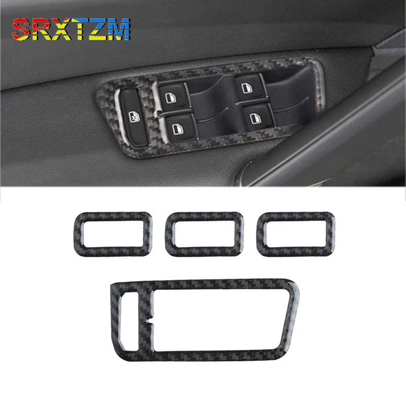 LHD Car Interior Carbon Fiber For Volkswagen Golf 7 Gtir Gte Gtd Mk7 2013 - 2017 Window Lift Button Cover Trim Styling Sticker